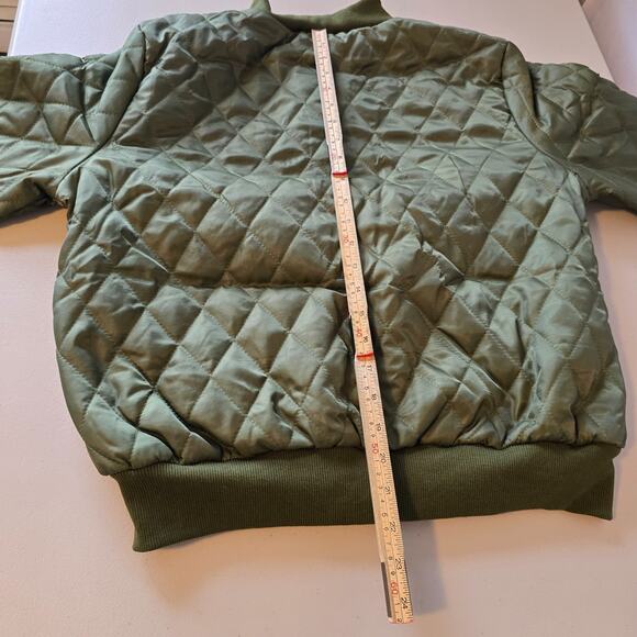 Eilly Bazar Quilted Bomber Jacket Women's L Green Zip Up NWOT - Picture 8 of 16